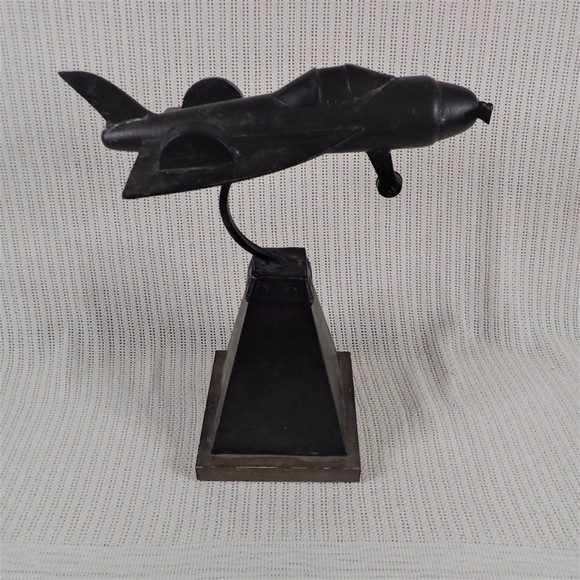 Vintage Folk Art Metal Airplane Model Decorative Sculpture - Picture 3 of 7